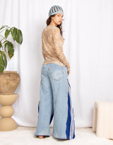 Vintage customized upcycled Levi's Adidas stripe denim jeans