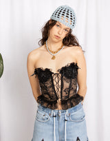 Lace floral detail corset top