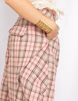 Plaid wool blend balloon trousers