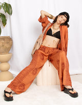 Handmade om print short kimono