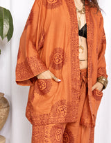 Handmade om print short kimono