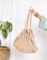 Handmade silk blend gathered shoulder bag