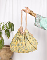 Handmade silk blend gathered shoulder bag