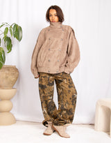Vegan suede high collar military button bomber jacket