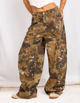 Camouflage wide leg jeans