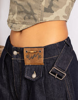 Belted oversized balloon jeans