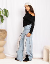 Fitted long sleeve off shoulder top