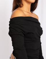 Fitted long sleeve off shoulder top