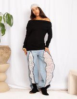 Fitted long sleeve off shoulder top