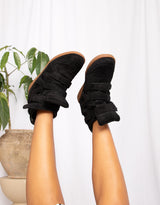 Vegan suede hidden heel wedge sneakers