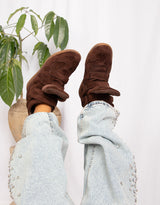 Vegan suede hidden heel wedge sneakers