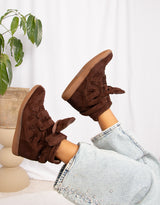 Vegan suede hidden heel wedge sneakers