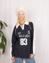 Oversized rugby with lace panels top