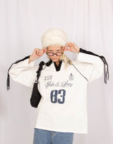 Oversized rugby with lace panels top