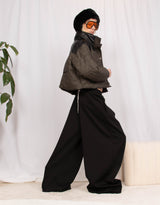 Two toned cropped bomber jacket