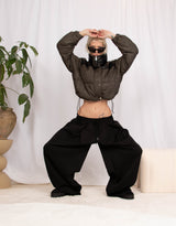 Two toned cropped bomber jacket