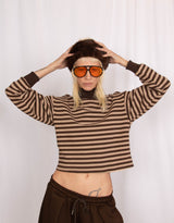 Striped high neck sweater