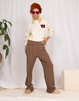 Striped straight trousers