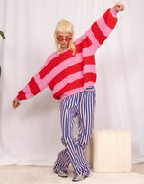 Striped straight trousers