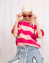 Wool blend knitted striped sweater