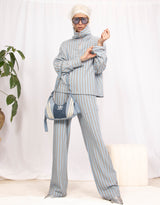 Striped straight trousers
