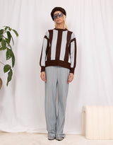 Wool blend big stripe sweater