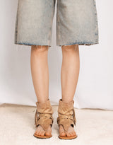 Fringed vegan suede ankle sandal