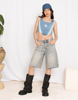 Long jeans shorts