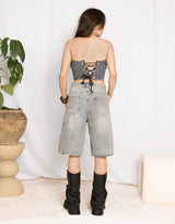Vintage customized upcycled strapless top