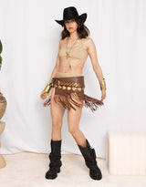 Handcrafted leather fringe festival belt bag
