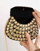 Handcrafted statement studded chain bag