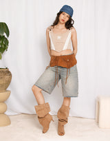 Handmade suede festival belt bag