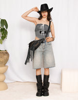 Vintage customized upcycled strapless top