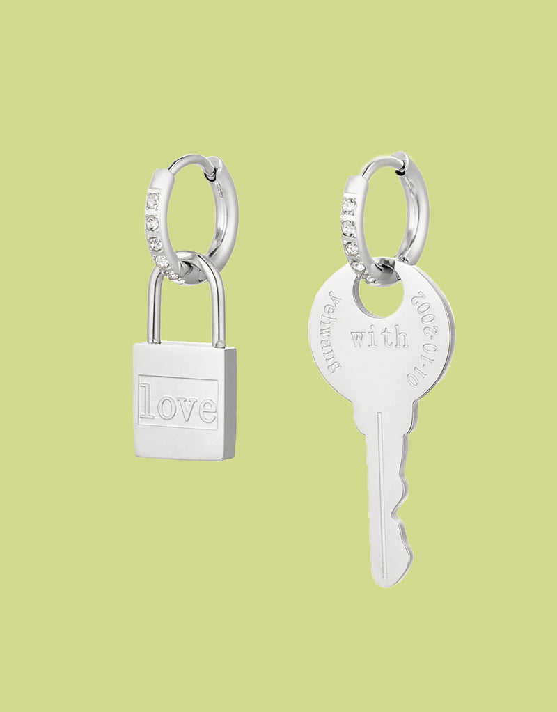Key to my love lock earrings