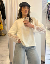 Lace sleeves T-shirt