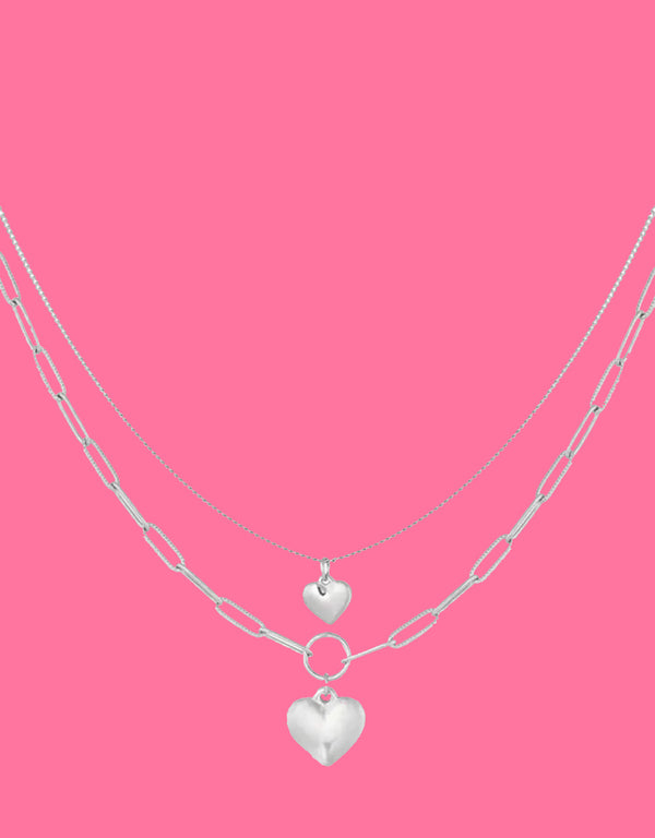 Layered chained hearts necklace