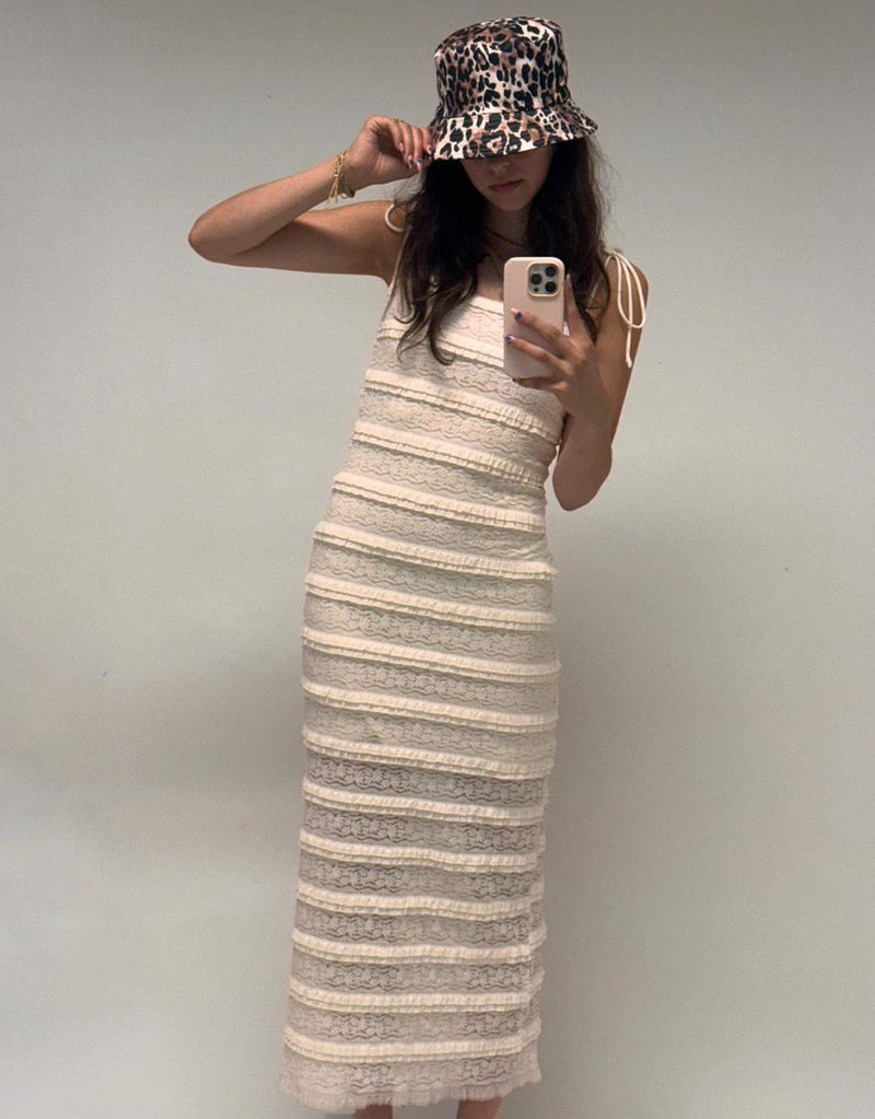Layered lace dress with split