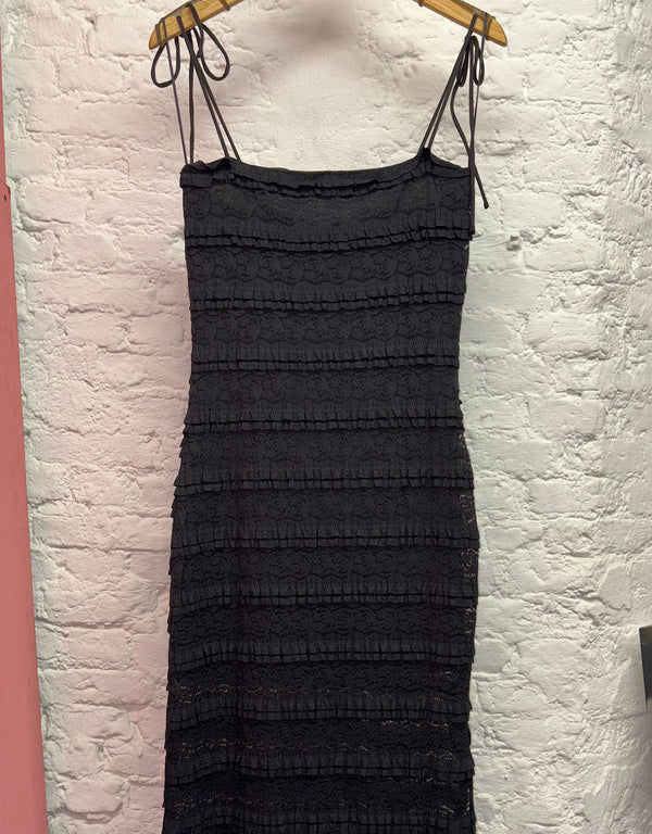 Layered lace dress with split