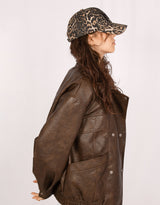 NY leopard print baseball cap