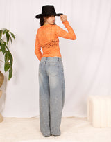 Lace flower long sleeve top