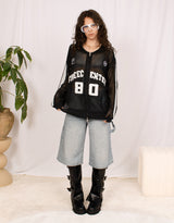 Y2K mesh varsity zip up vest