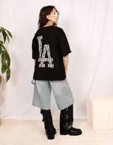 Oversized LA leopard graphic T-shirt