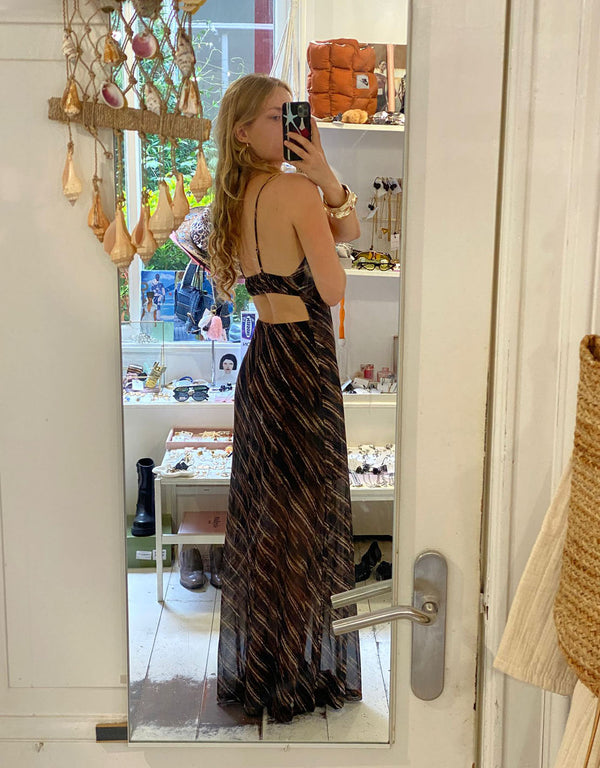 Mesh tie front maxi dress