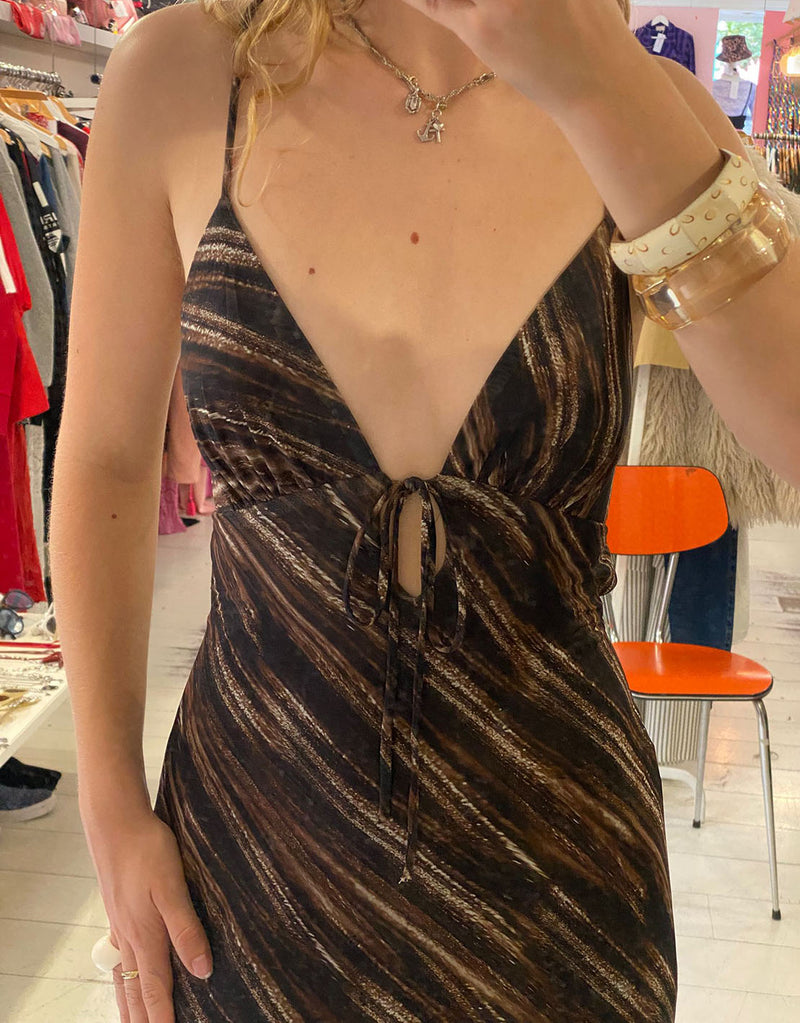 Mesh tie front maxi dress