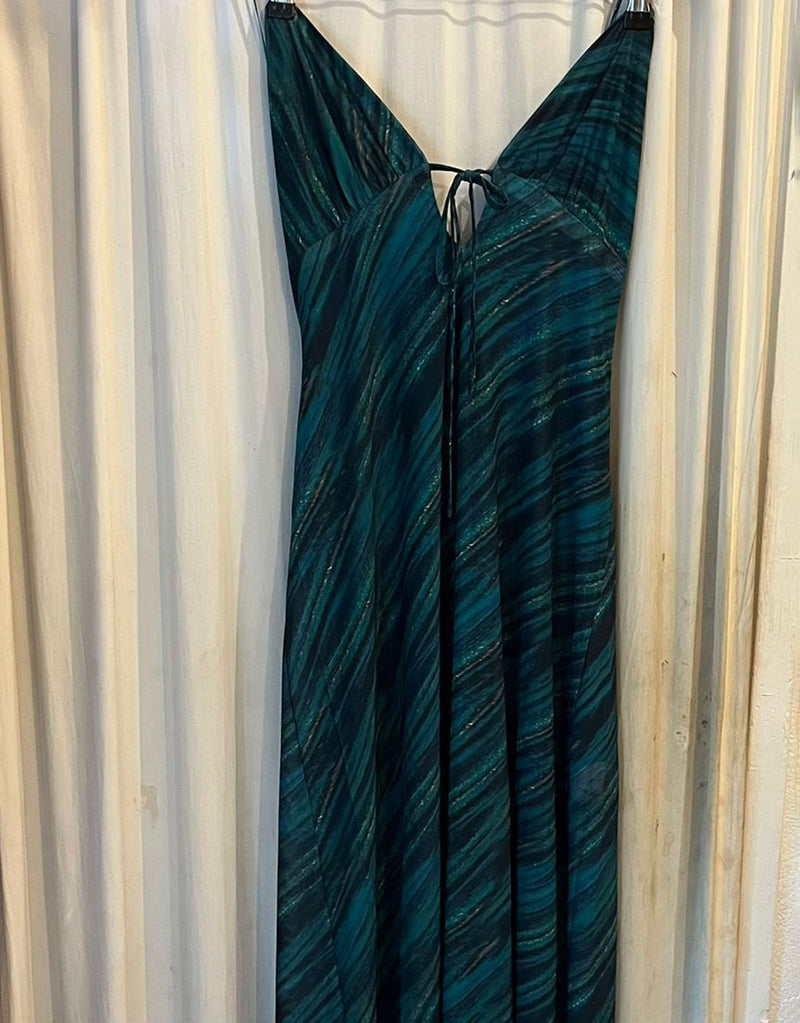 Mesh tie front maxi dress