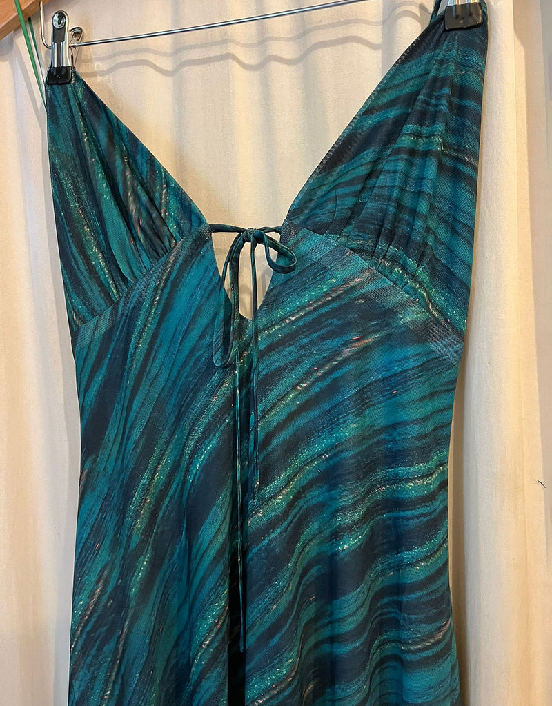 Mesh tie front maxi dress