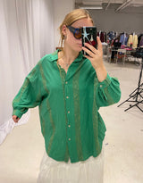 Metallic stripe cotton shirt