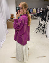 Metallic stripe cotton shirt