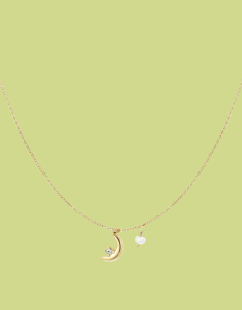 Moon and pearl necklace