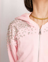 Rhinestone zip hoodie